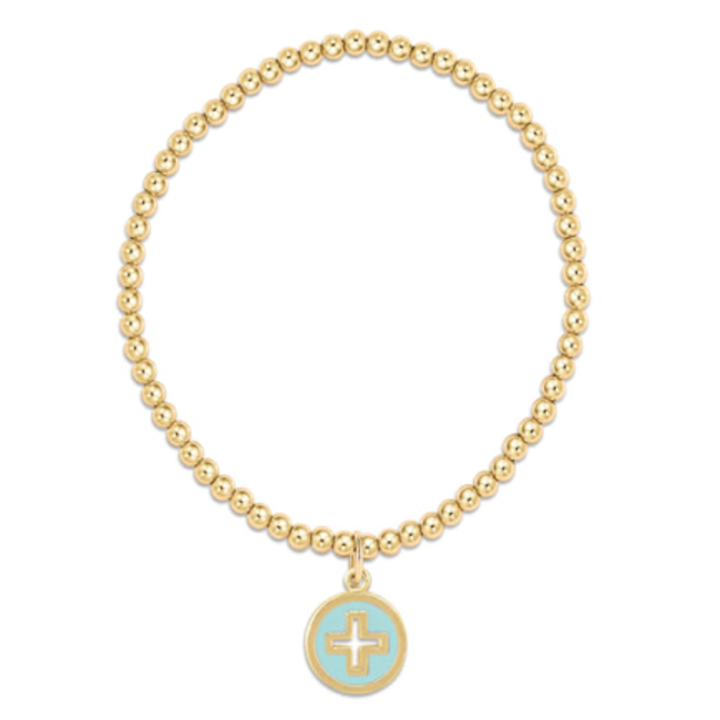 Classic Gold 3mm Bead Bracelet - Signature Cross Gold Disc