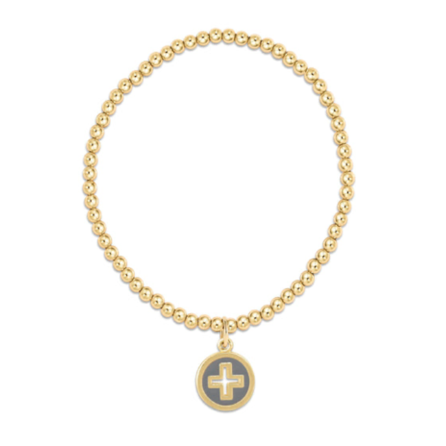 Classic Gold 3mm Bead Bracelet - Signature Cross Gold Disc