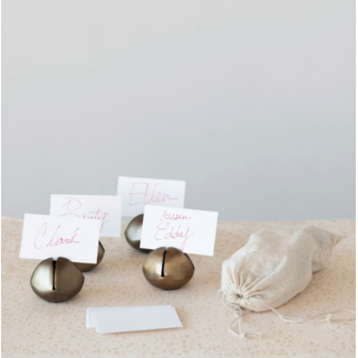 Metal Bell Place Card Holders S/4