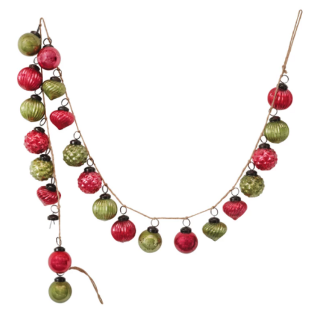 Embossed Mercury Glass Ball Ornament Garland