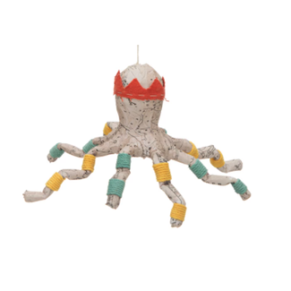 Handmade Paper Mache & Fabric Octopus Ornament