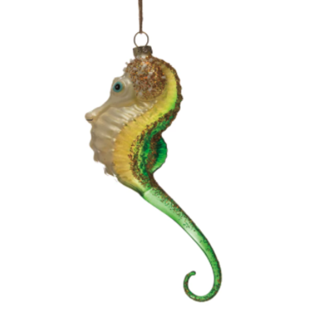 Hand-Painted Glass Sea Life Ornament w/ Glitter