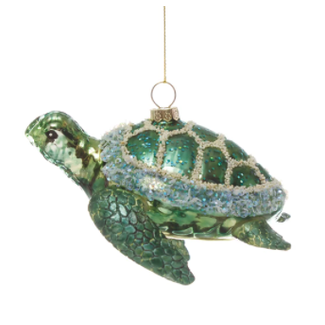 Hand-Painted Glass Sea Life Ornament w/ Glitter