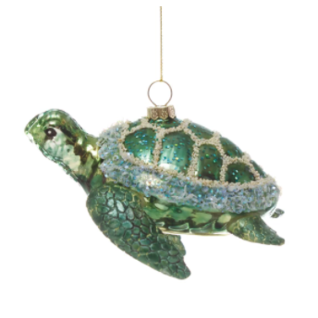 Hand-Painted Glass Sea Life Ornament w/ Glitter