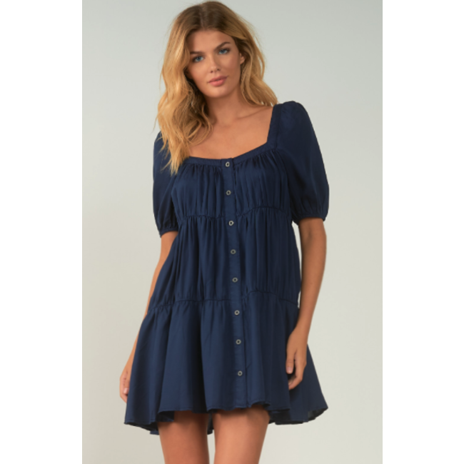 Navy Dress Button Front S/S