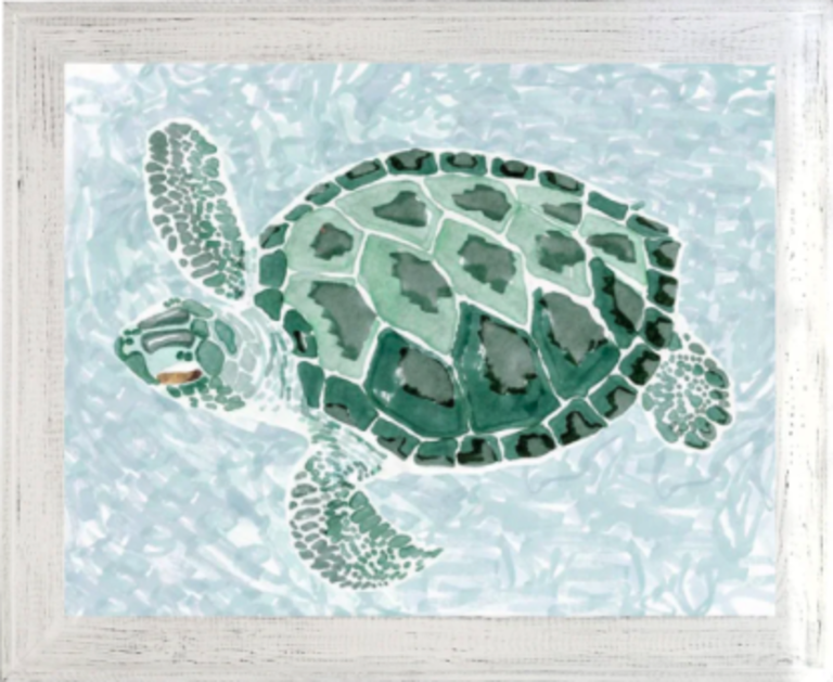 Green Turtle & Water Wall Art