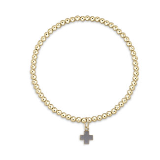 Classic Gold 3mm Bead Bracelet - Signature Cross Gold Charm