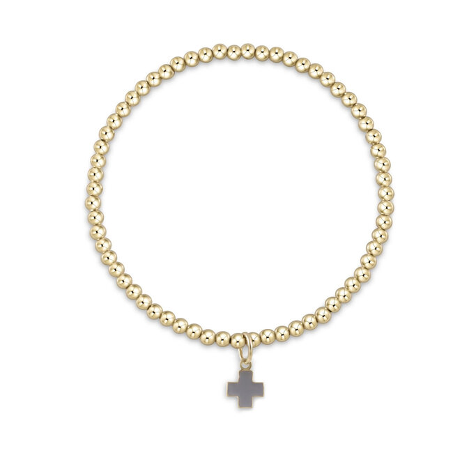 Classic Gold 3mm Bead Bracelet - Signature Cross Gold Charm