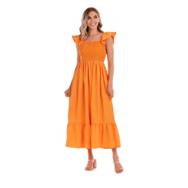 Keya Smocked Maxi Dress Orange