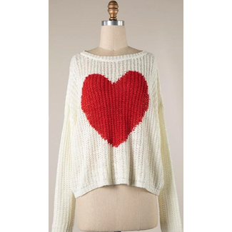 Lightweight Neck Heart Sweater L/S