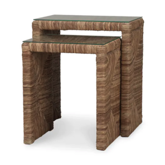 Tuscan Rush Nesting Table w/ Glass S/2
