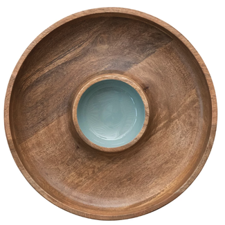 Mango Wood Lazy Susan Server w/ 2 Sections