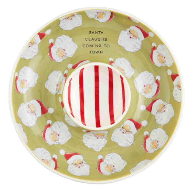 Santa Pattern Chip & Dip Plate