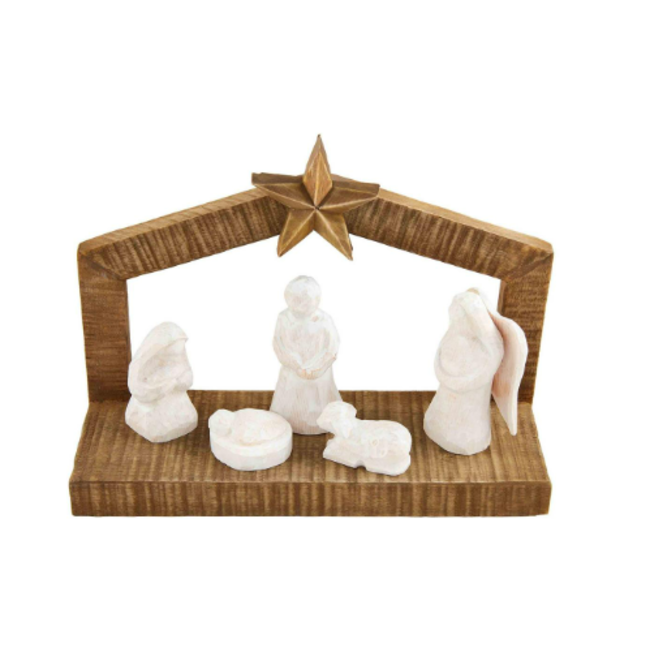White Christmas Nativity Set Tide & Table