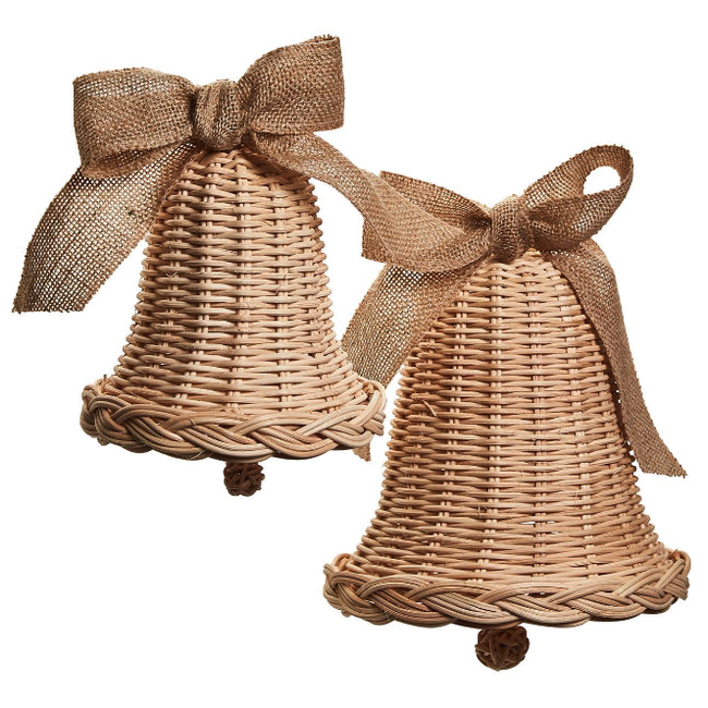 Hand-Woven Holiday Bells with Jute Bow