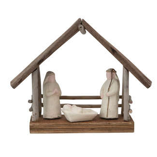 Driftwood and Paper Mache Nativity w/ Wood Base