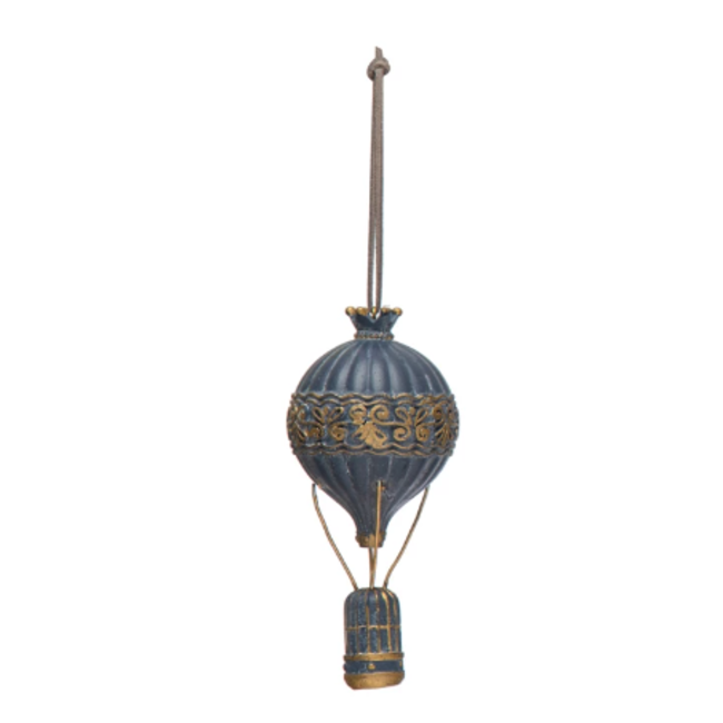 Resin Hot Air Balloon Ornament w/ Ribbons