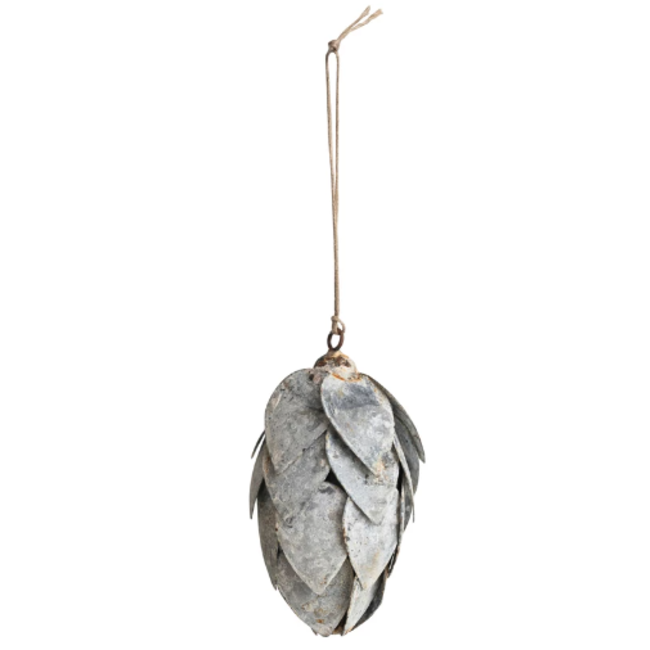4" Metal Pinecone Ornament