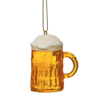 Resin Beer Mug Ornament w/ Glitter