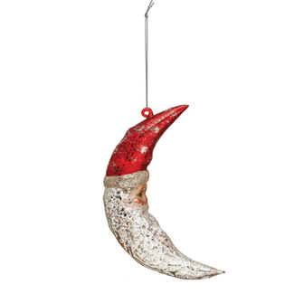 Mercury Glass Santa Moon Ornament