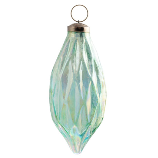 Faceted Teardrop Ornament Green