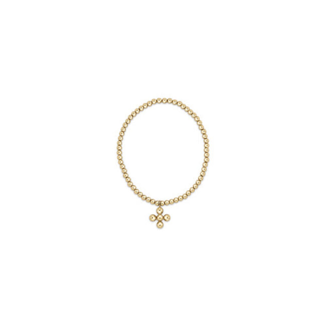 Classic Gold 3mm Bead Bracelet - Signature Cross Gold Charm