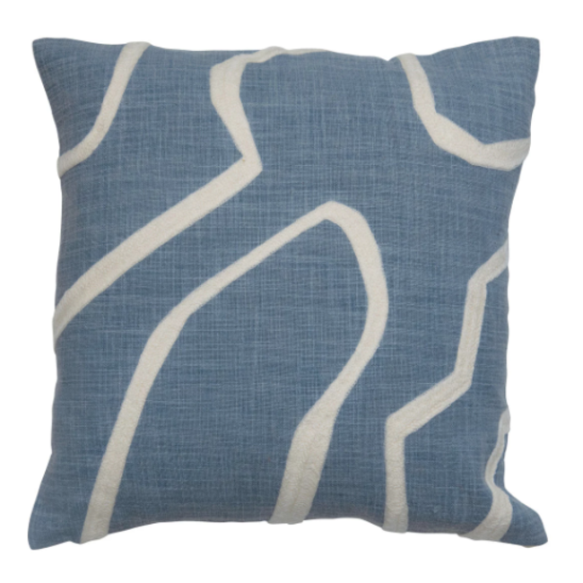 18" Blue & Cream Pillow