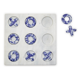 Blue Marble Hand-Crafted Tic-Tac-Toe