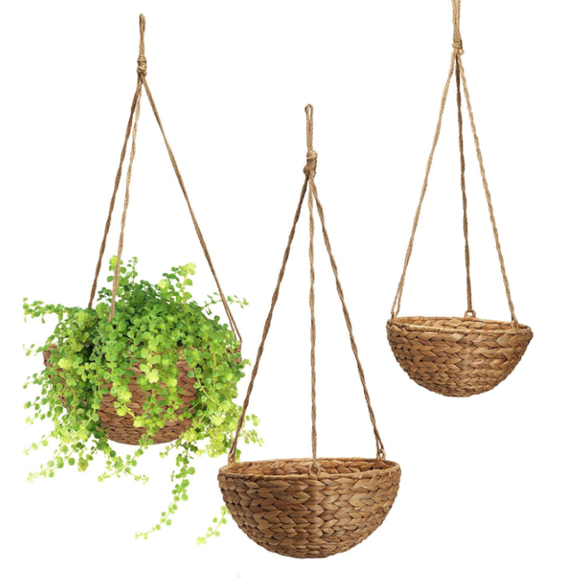 Rice Nut Weave Round Hanging Basket