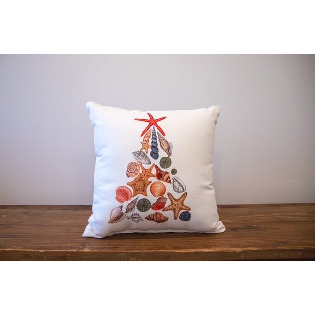 Shell Christmas Tree Square Pillow