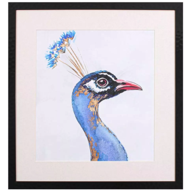 Blue Golden Peacock Wall Art