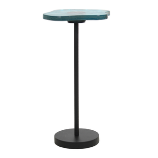 Organic Glass & Iron Accent Table