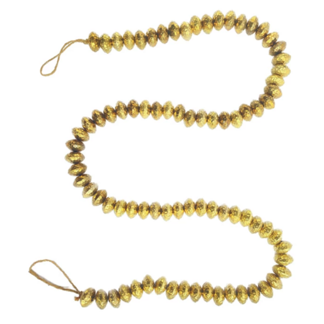 Brass Finish Hammered Metal Bead Garland