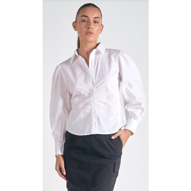 L/S Button Down Rouch Top