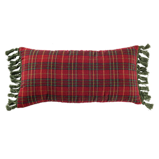 Plaid Lumbar Pillow w/ Tassels
