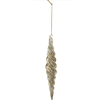 Antique Silver Glass Spiral Ornament