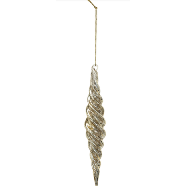 Antique Silver Glass Spiral Ornament