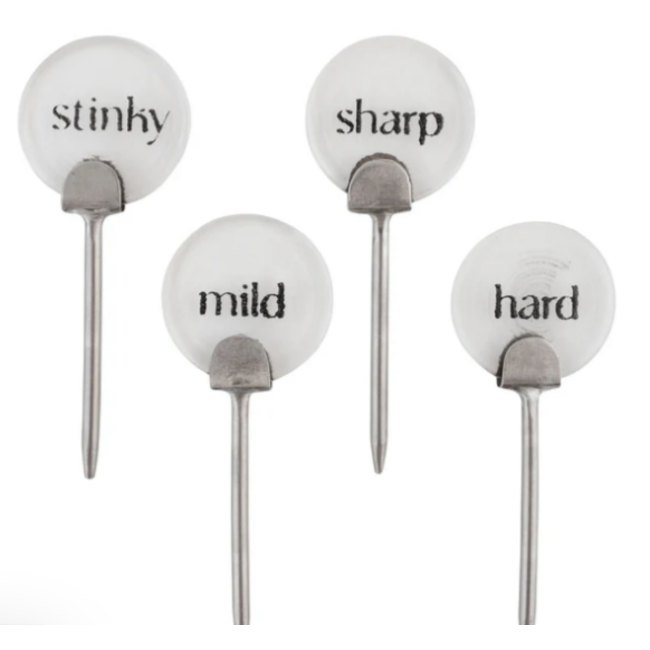 Glass and Metal Cheese Markers S/4