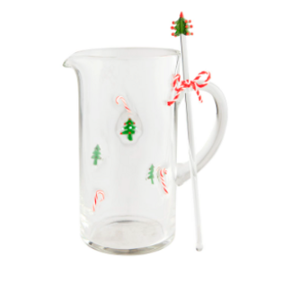 Christmas Icon Glass Pitcher & Stirrer Set
