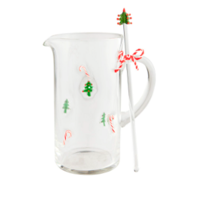 Christmas Icon Glass Pitcher & Stirrer Set