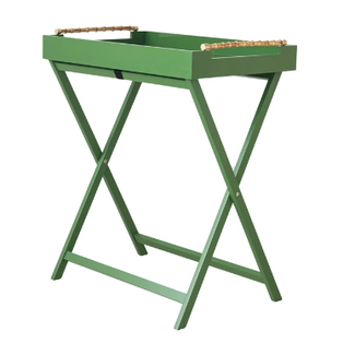 Green Folding Removable Tray Table w/ Bamboo Handles