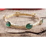 Gold Bangle with Faceted Glass Oval Jewels