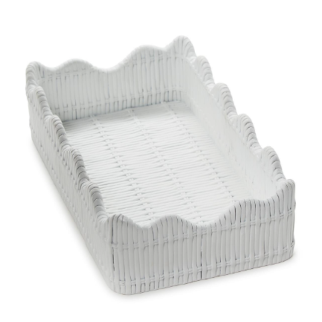 Resin Scalloped Edge Basket Weave Napkin / Utensil Holder