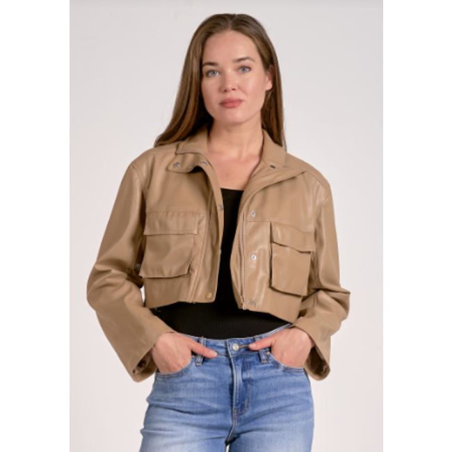 Front Pocket Cropped Jacket