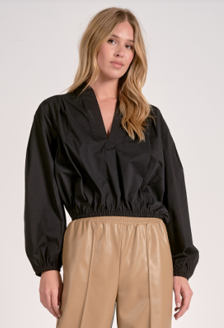 TOVAL SN/ Jersey 3/4 Sleeve Crop Top Tee