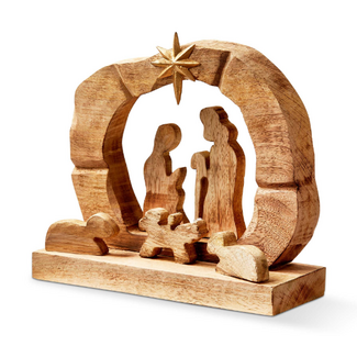 Carved Wood Nativity Scene