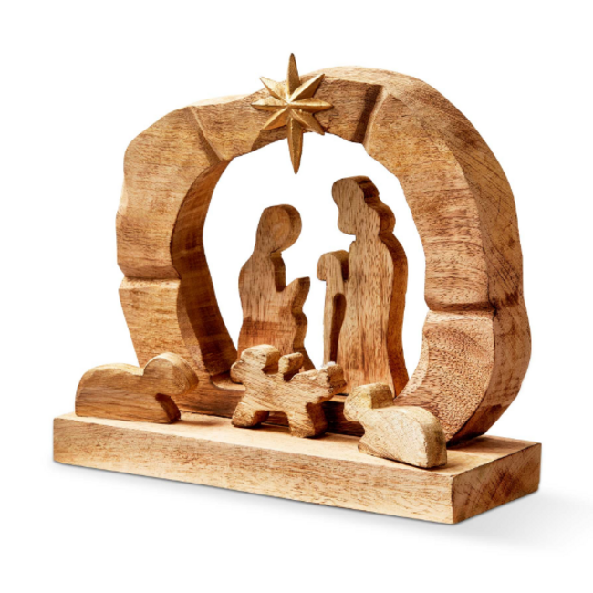 Carved Wood Nativity Scene