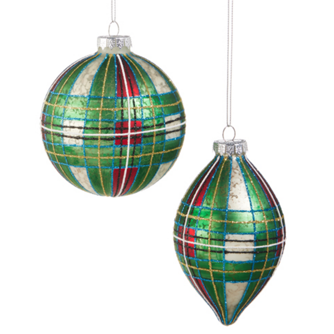 4" Green Tartan Plaid Ornament