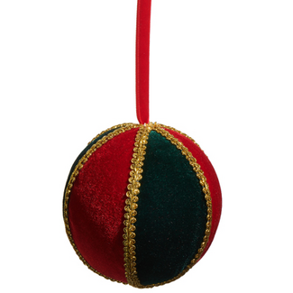 5" Red and Green Velvet Ornament