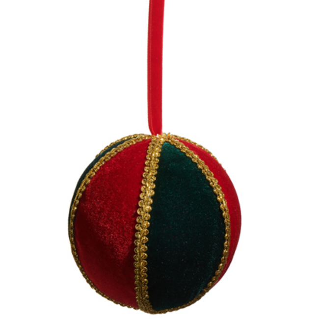 5" Red and Green Velvet Ornament